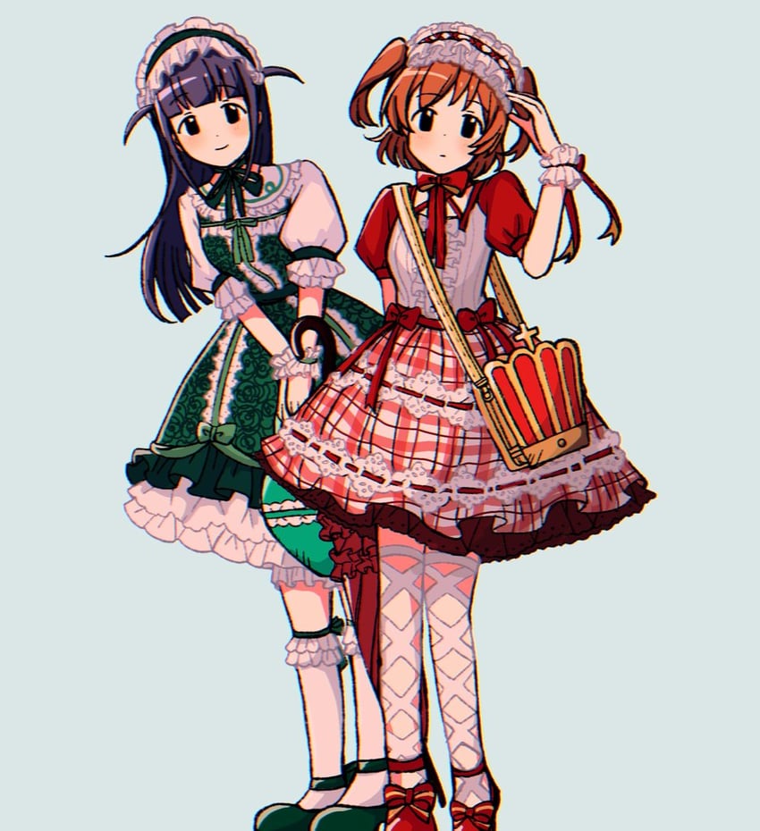 少女☆歌剧 Revue Starlight、爱城华恋、露崎真昼 2名女孩 替换服装 手放在背后 包 黑瞳