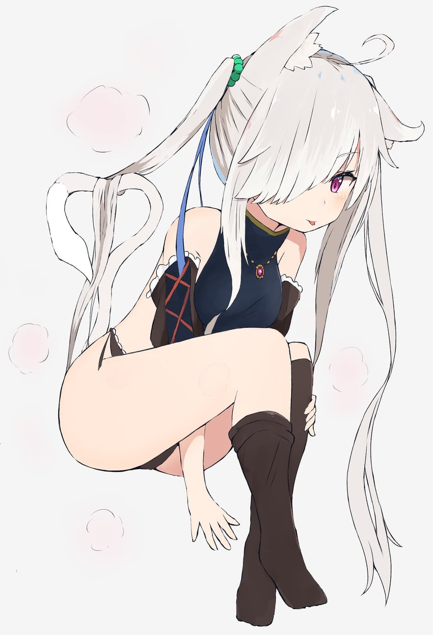 原创 1名女孩 兽耳毛 兽耳 不对称腿部穿着 露肩