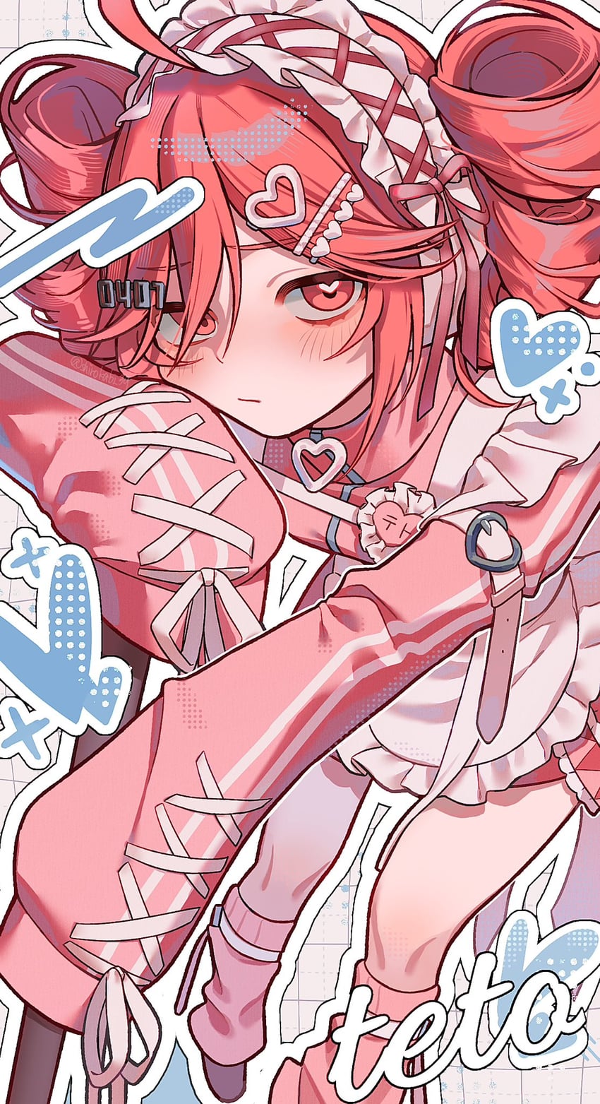 UTAU、重音Teto 1名女孩 呆毛 替换服装 围裙 脸红