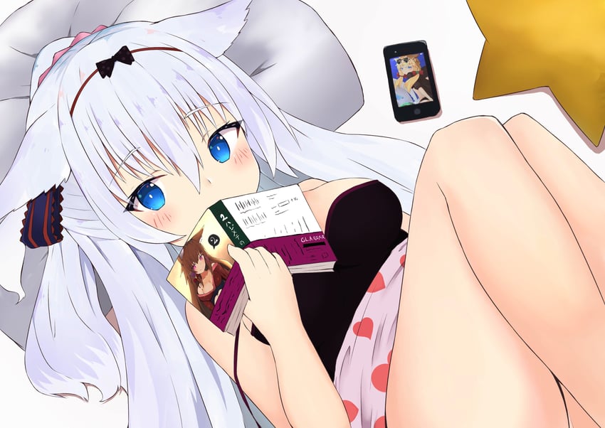 原创 1名女孩 兽耳 裸臂 露肩 床单
