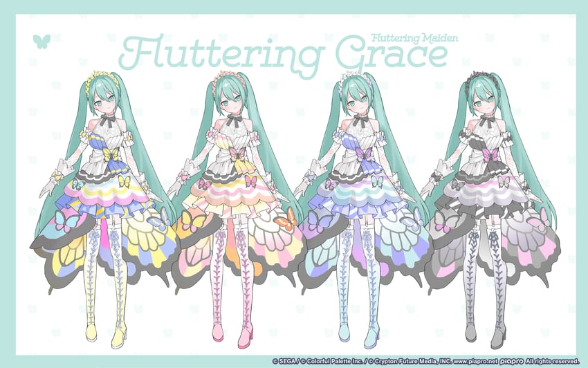 世界计划、VOCALOID、初音未来 1名女孩 水色发 靴子 虫子 蝴蝶