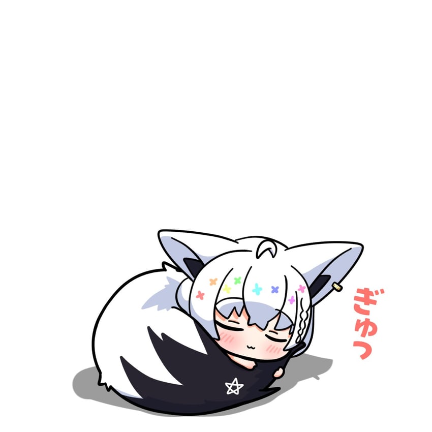 Hololive、白上吹雪 1名女孩 猫脸笑 呆毛 兽耳穿孔 兽耳