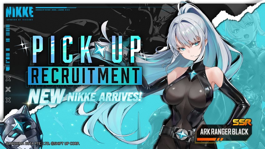 胜利女神：妮姬、ark ranger black (nikke) 1名女孩 水色瞳 露肩 腰带 黑色皮带