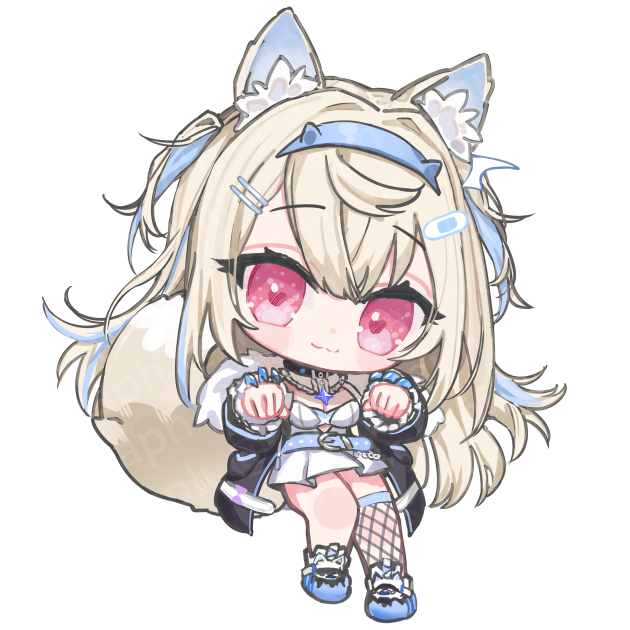 Hololive、Hololive英语、芙华瓦·阿比斯嘉德 1名女孩 猫脸笑 动物项圈 兽耳毛 兽耳
