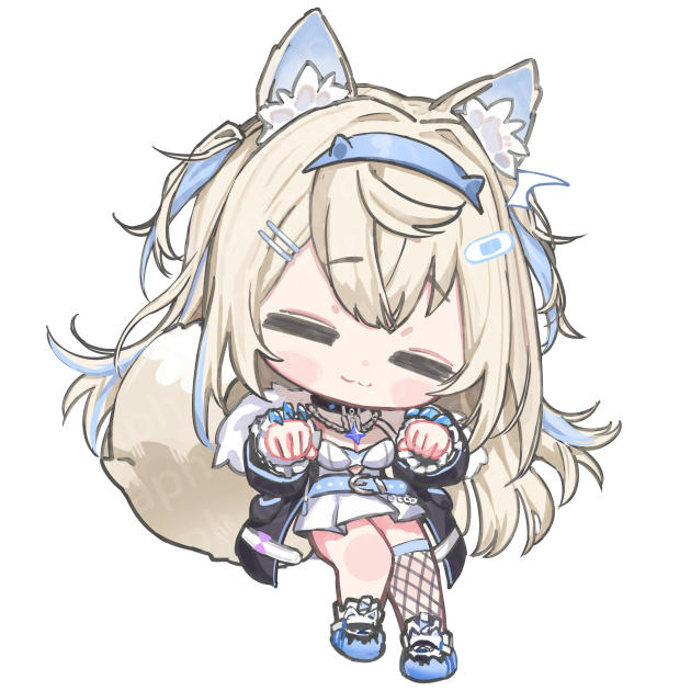 Hololive、Hololive英语、芙华瓦·阿比斯嘉德 1名女孩 猫脸笑 动物项圈 兽耳毛 兽耳