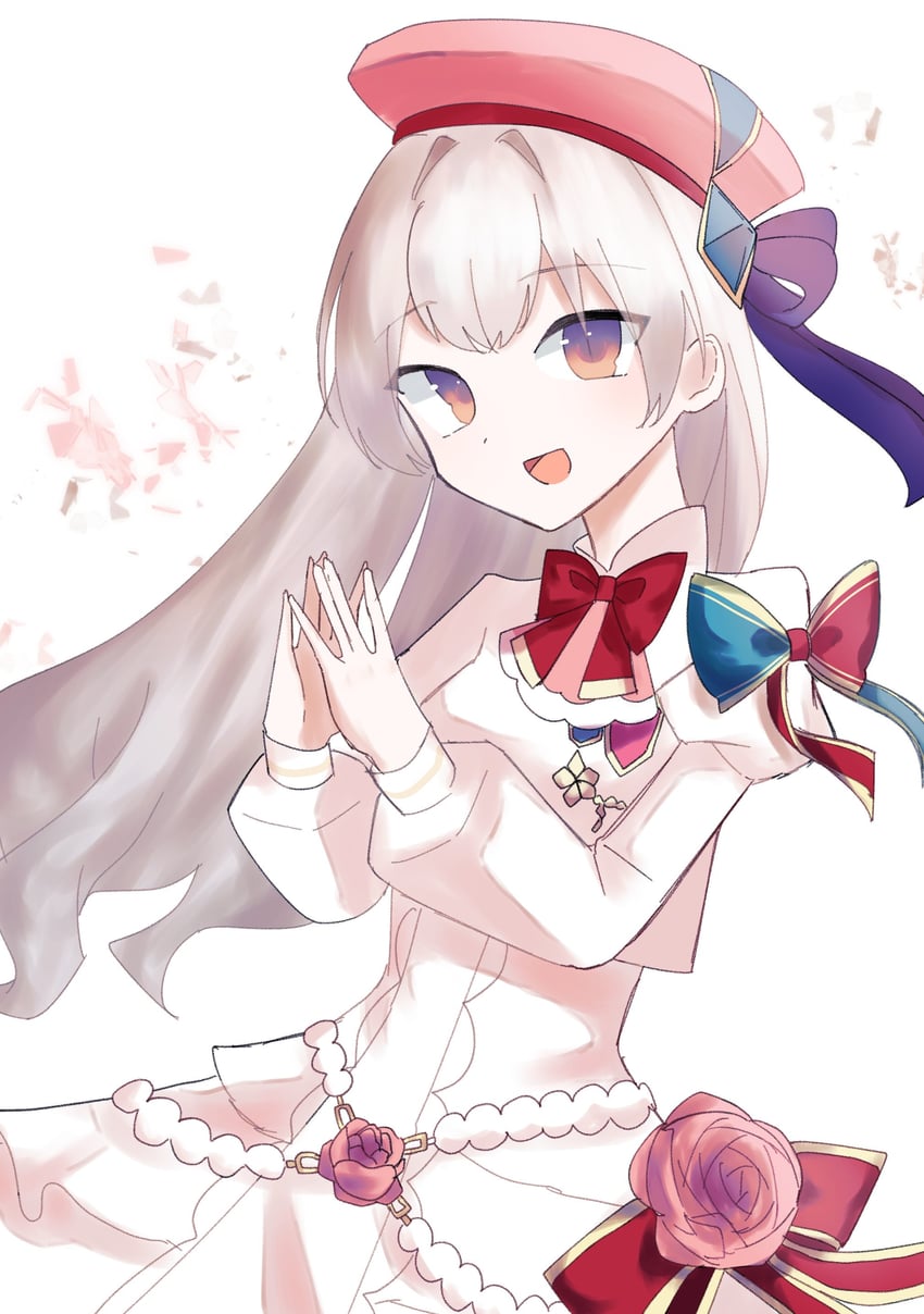 韵律源点 Arcaea、光 (Arcaea)、光 (断片) (韵律源点) 1名女孩 贝雷帽 蓝色蝴蝶结 蝴蝶结 康乃馨