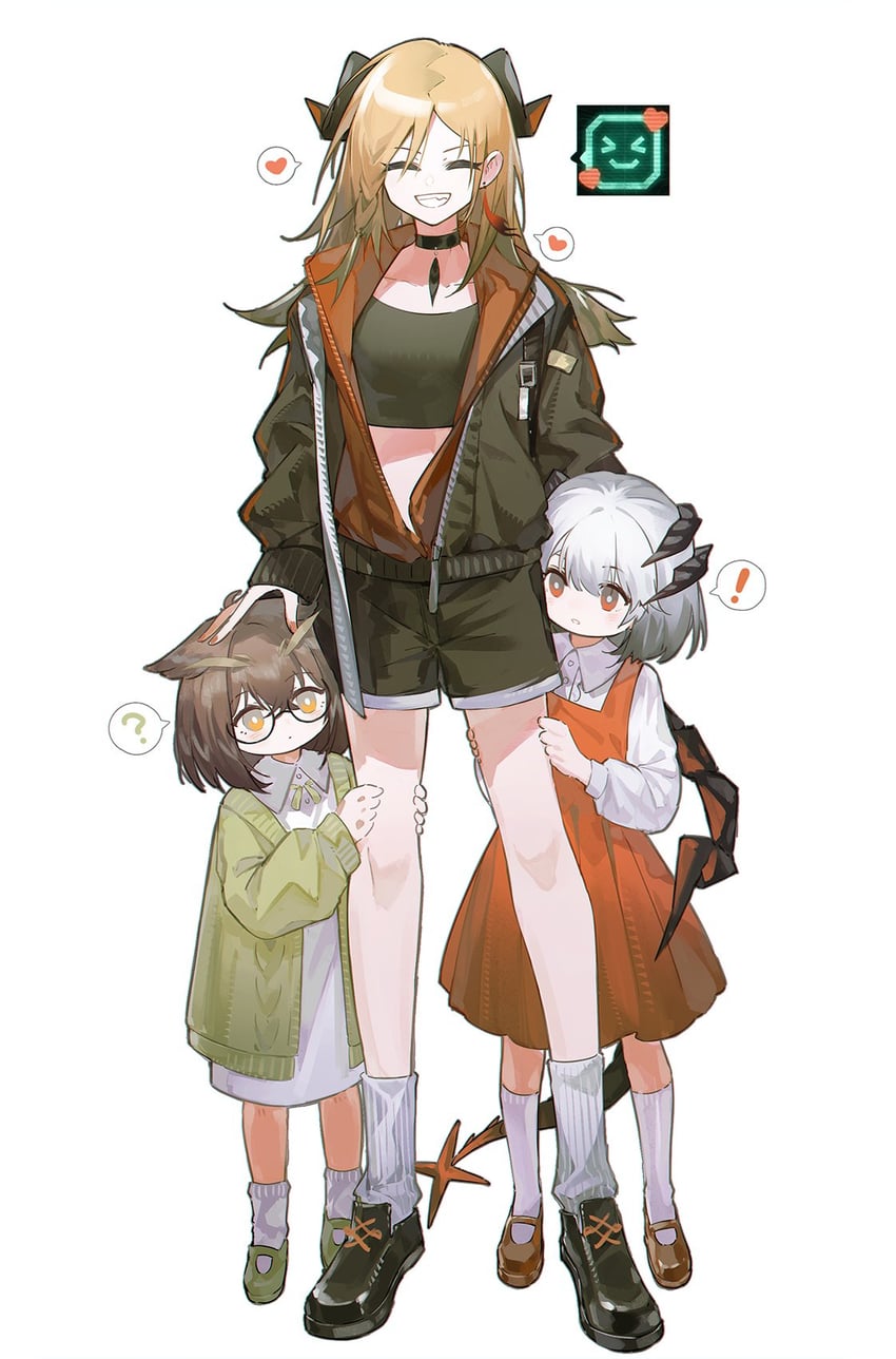 明日方舟、伊芙利特 (明日方舟)、塞雷娅 (明日方舟) ! 3人女子 问号 幼化 年龄增长