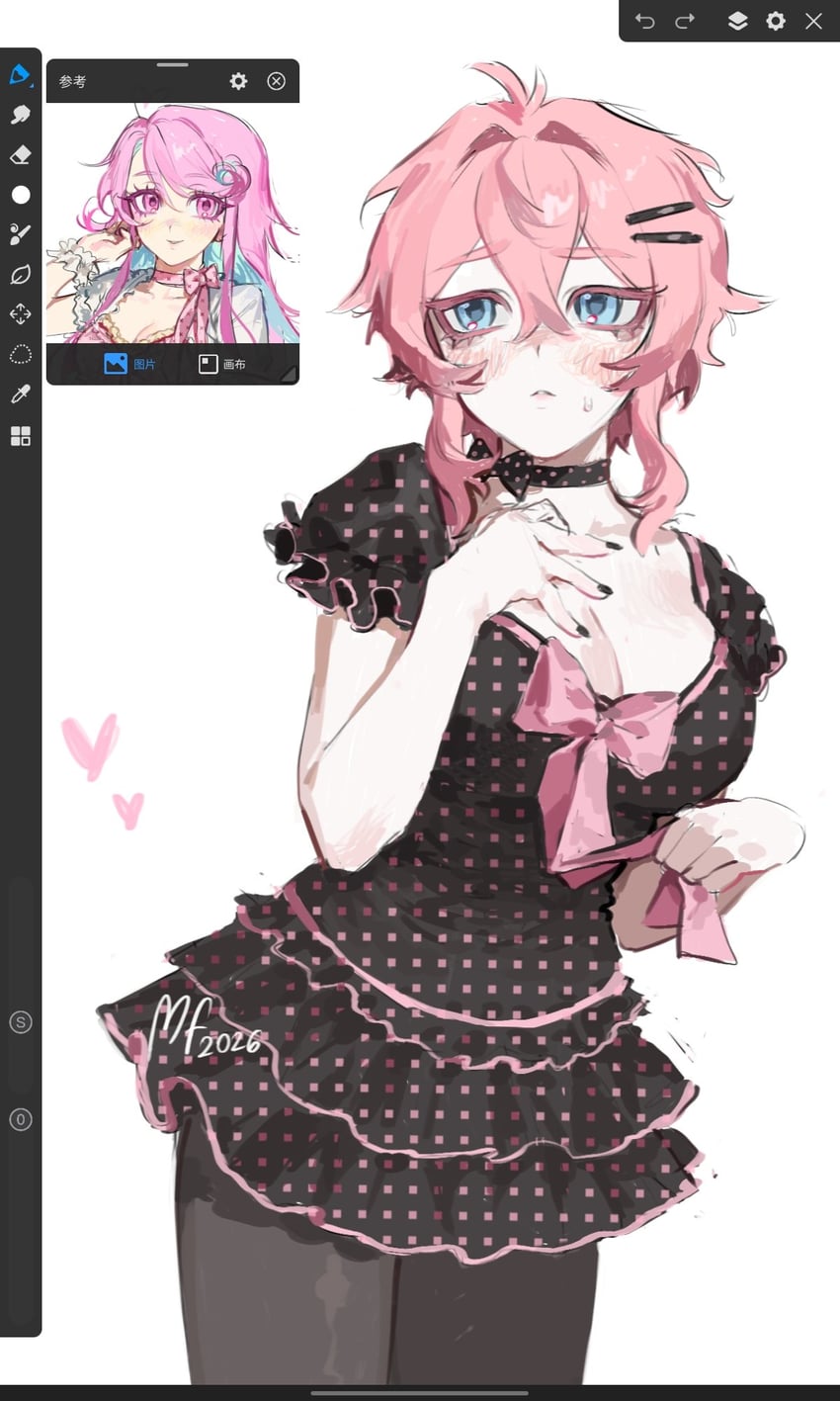 原创、raburi (mary felizola)、reney (mary felizola) 1名女孩 2026年 呆毛 画框中的绘图软件 眼袋