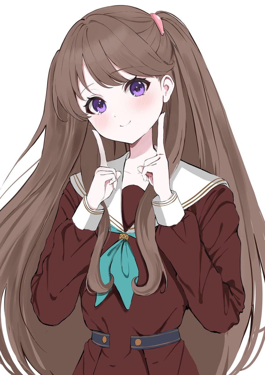 Love Live!、Love Live! 莲之空女学院学园偶像部、藤岛慈 1名女孩 水蓝色领巾 棕色连衣裙 棕发 闭嘴