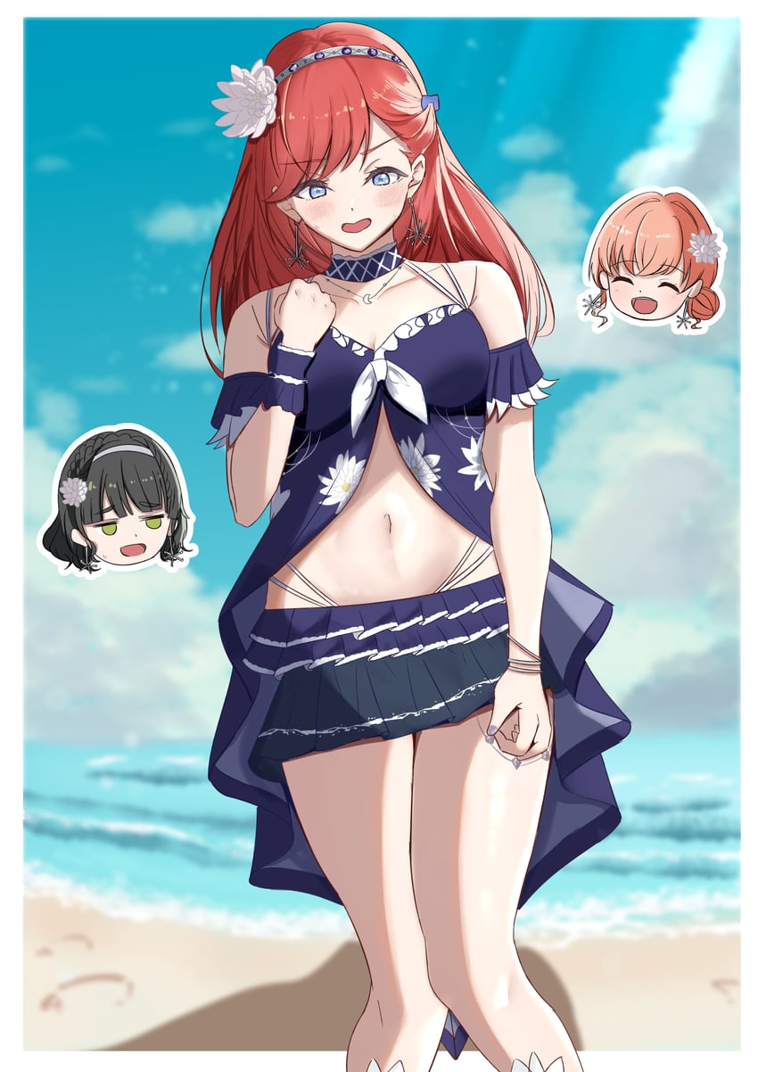 不夜花火、Love Live!、Love Live! 莲之空女学院学园偶像部 3人女子 :D 微笑 海滩 比基尼