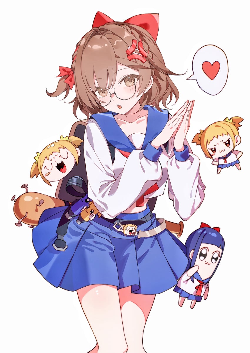 POP TEAM EPIC、卡拉彼丘、玛德琳娜 (Strinova) 1名女孩 惊讶 青筋发饰 背包 包