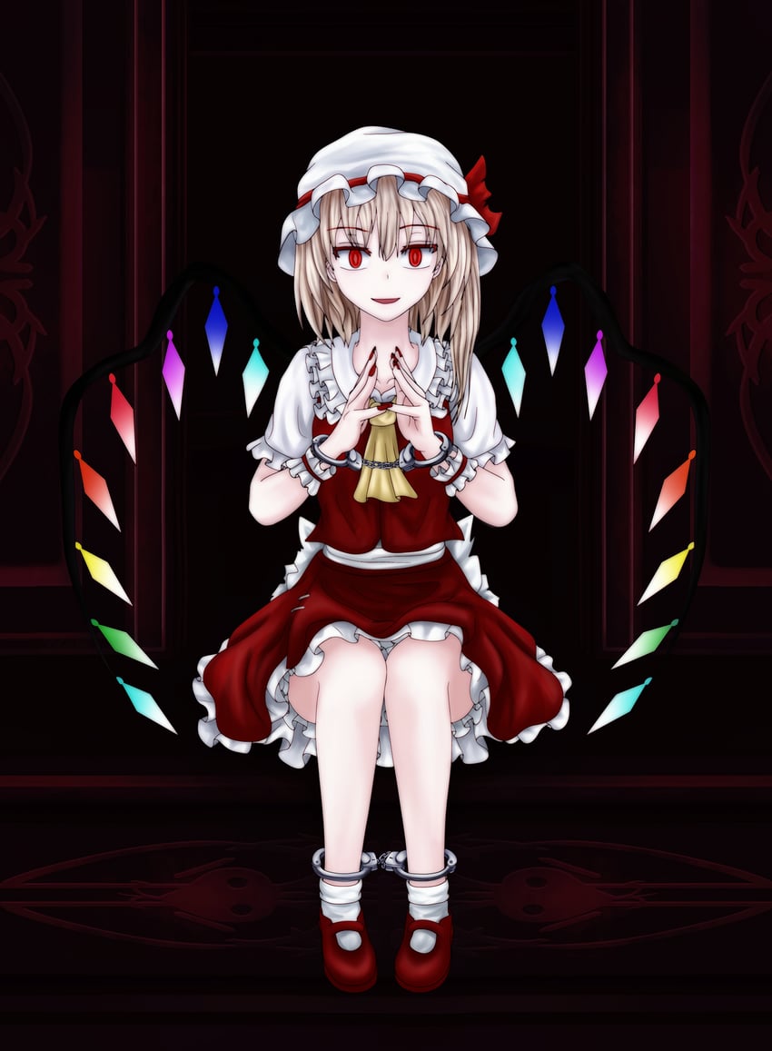 东方Project、芙兰朵露·斯卡蕾特 1名女孩 阿斯科特领巾 后背蝴蝶结 金发 蝴蝶结