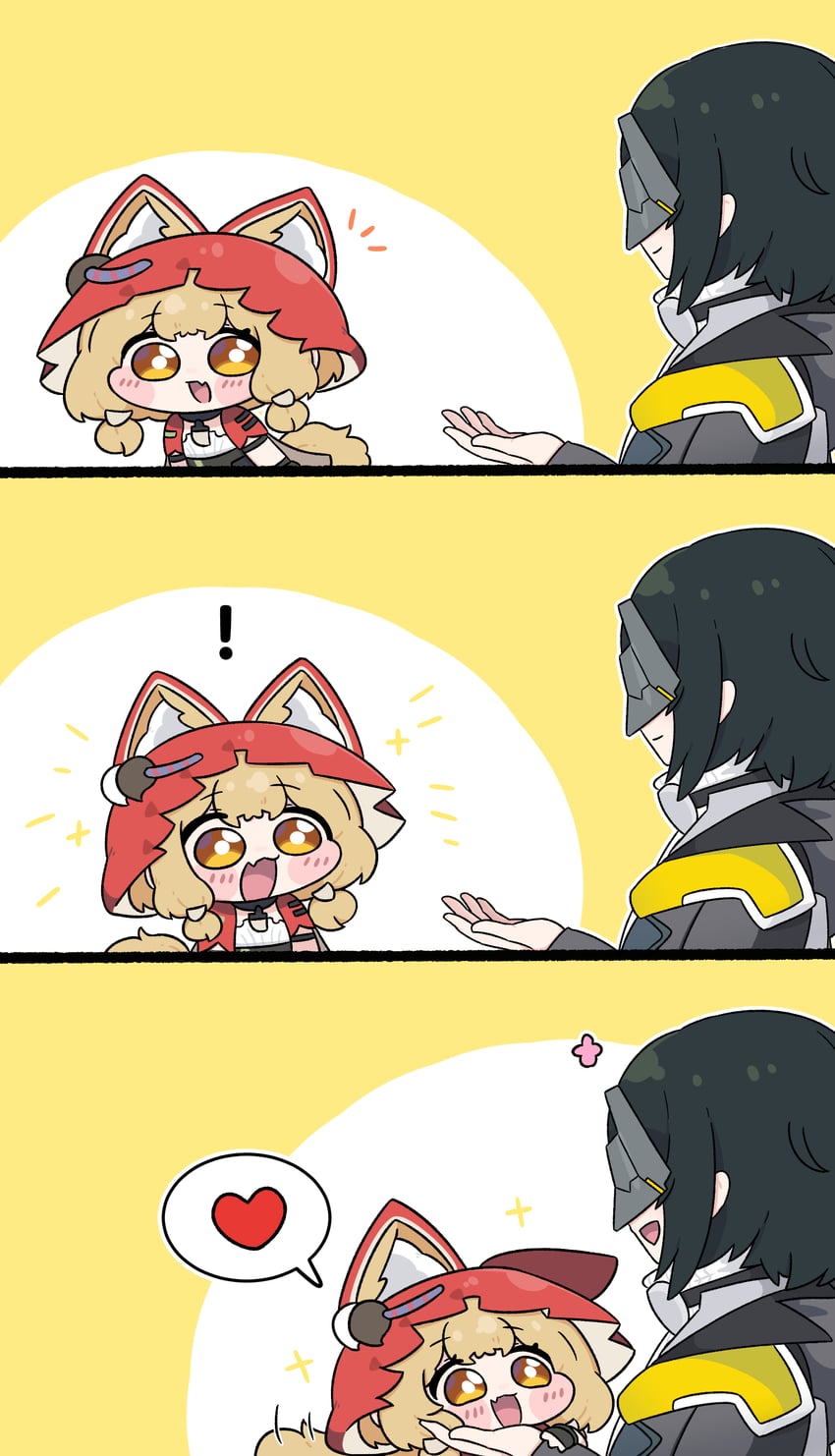 明日方舟、明日方舟：终末地、管理员 (明日方舟) ! +_+ 2名女孩 三格漫画 :D