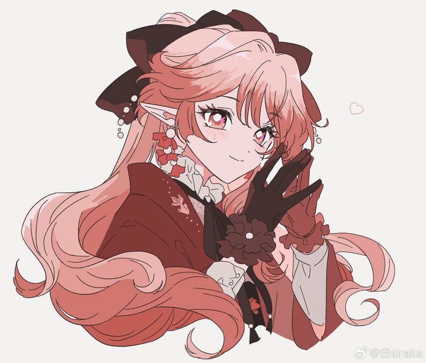 明日方舟、榛果 (明日方舟) 1名女孩 替换服装 黑色丝带 蝴蝶结 棕色蝴蝶结