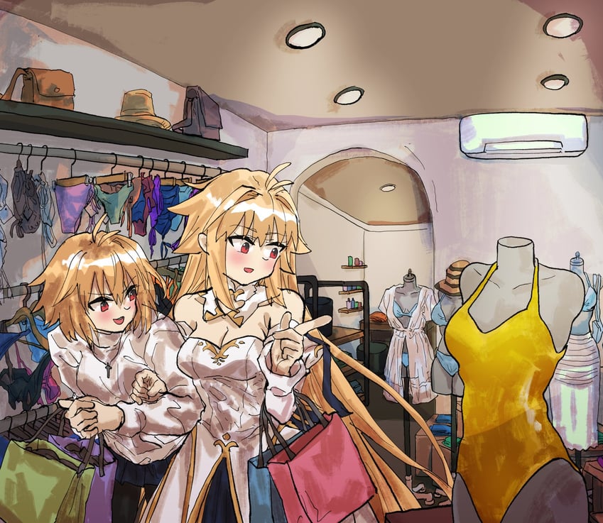 月姬、月姬 (重制版)、爱尔奎特 (地球姬) 2名女孩 空调 呆毛 包 露肩