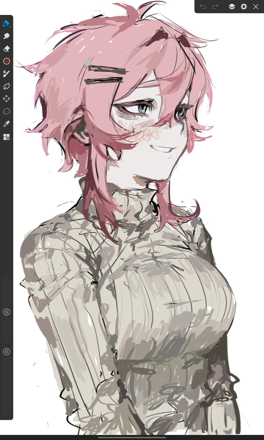 原创、raburi (mary felizola) 1名女孩 :D 呆毛 手放在身体两侧 画框中的绘图软件