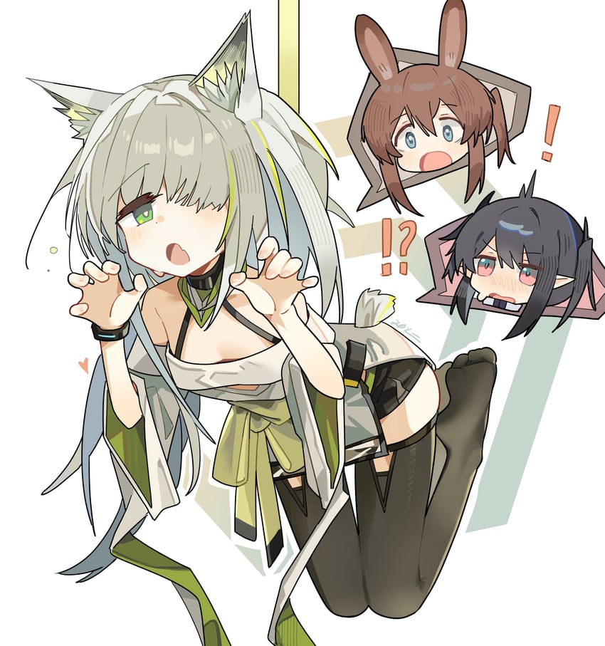 明日方舟、阿米娅 (明日方舟)、可露希尔 (明日方舟) ! !? 3人女子 兽耳 露肩