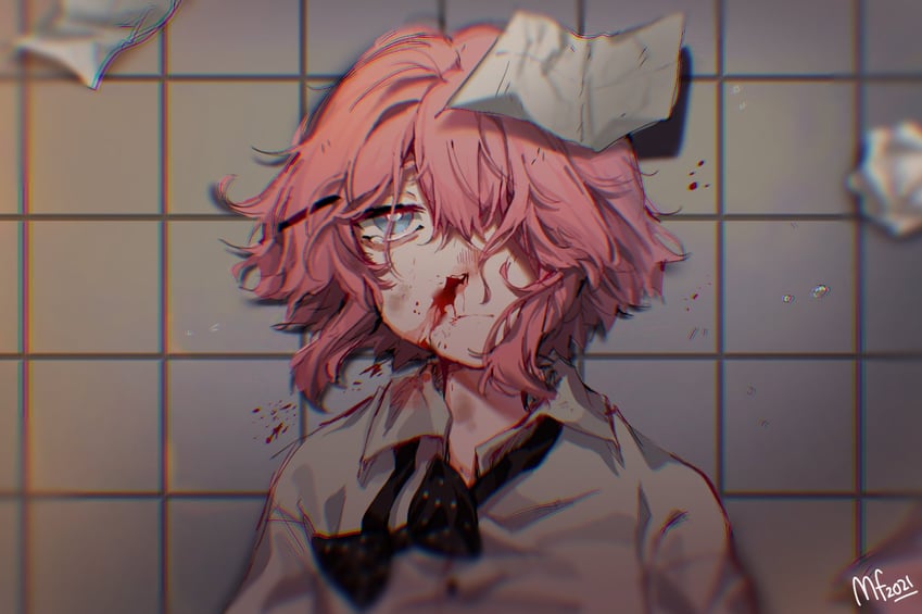 原创、raburi (mary felizola) 1名女孩 2021年 呆毛 眼袋 黑色蝴蝶结