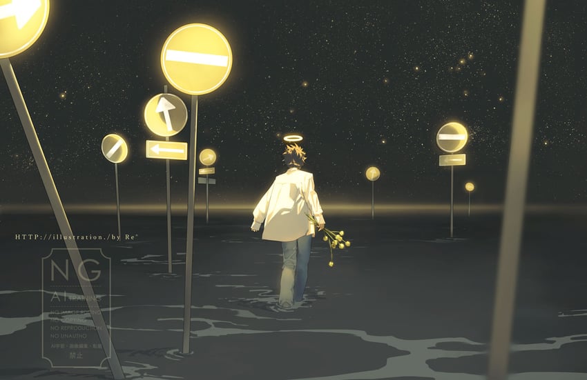 原创 1个其他角色 蓝色裤子 模糊 正装衬衫 背对