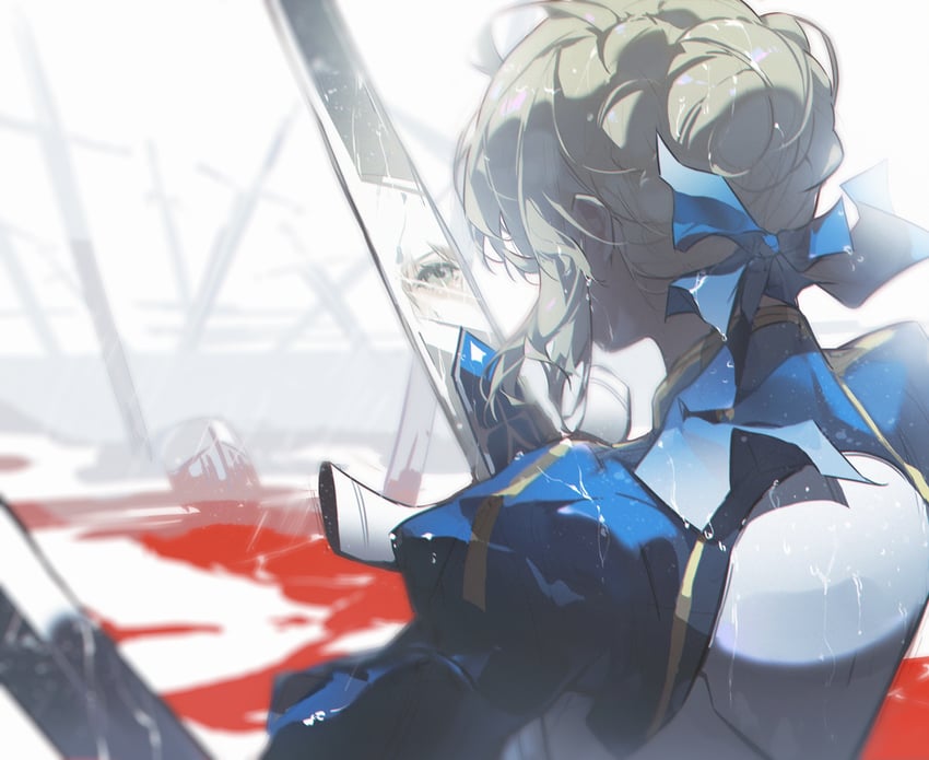 Fate/stay night、Fate系列、阿尔托莉雅·潘德拉贡 (Fate) 1名女孩 铠甲 铠甲裙 金发 血
