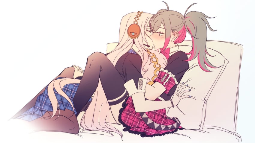 世界计划、VOCALOID、初音未来 2名女孩 腿间 黑色夹克 黑色连裤袜 黑色过膝袜
