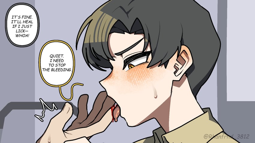 原创、梅格 (Junkzero) 黑发 流血 血 有领衬衫 漫画