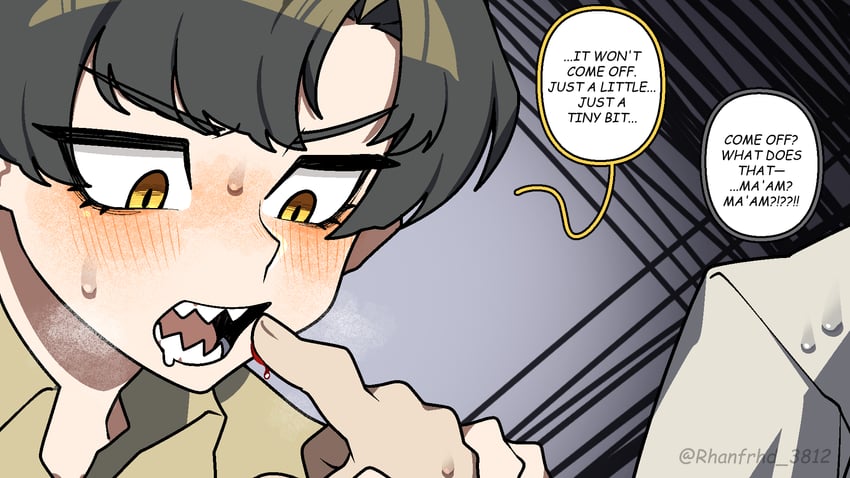 原创、梅格 (Junkzero) 黑发 流血 血 脸红 有领衬衫