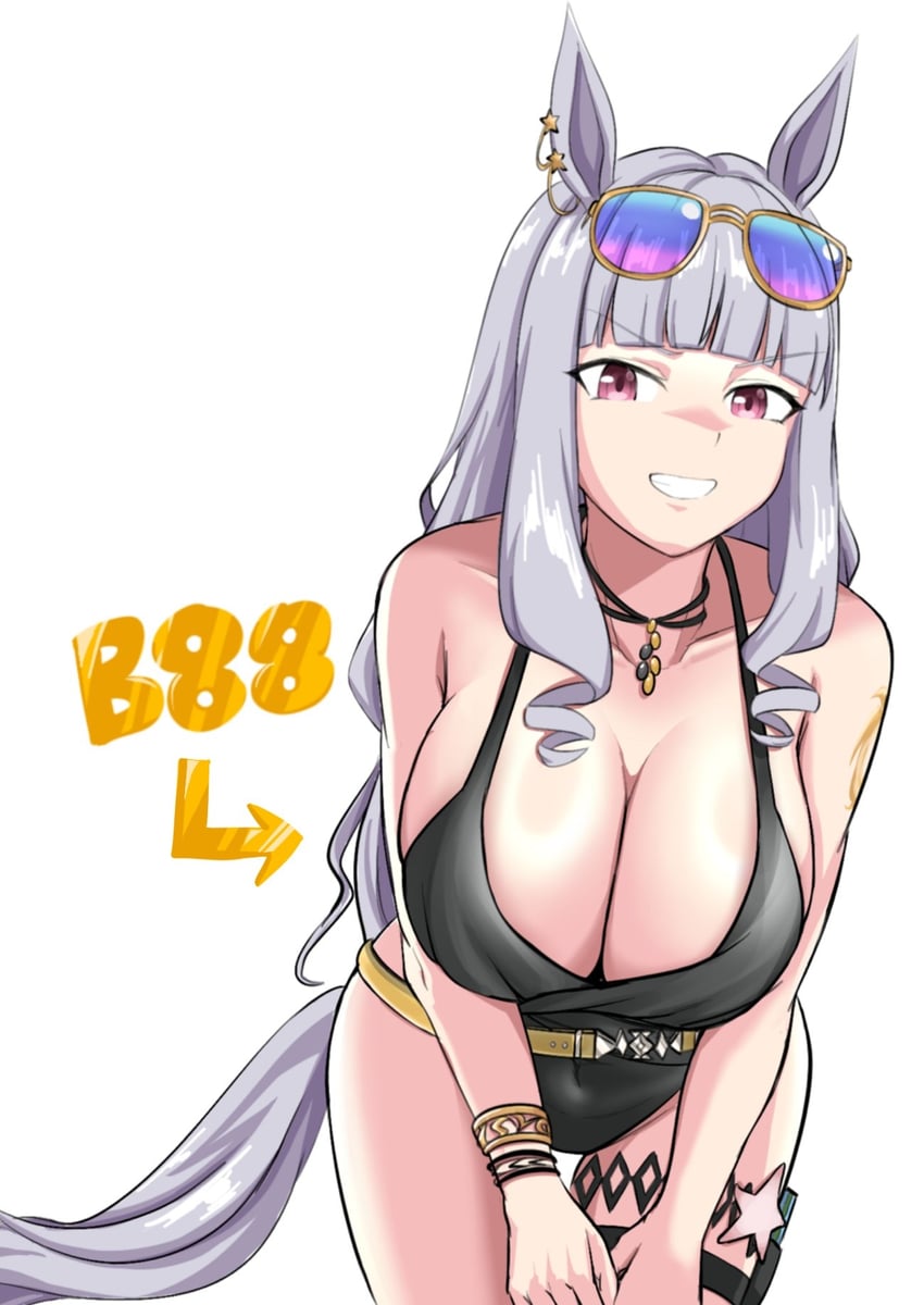 赛马娘、黄金船 (黄金之梦) (赛马娘)、黄金船 (赛马娘) 1名女孩 兽耳 黑色连体泳衣 乳房 休闲连体泳衣