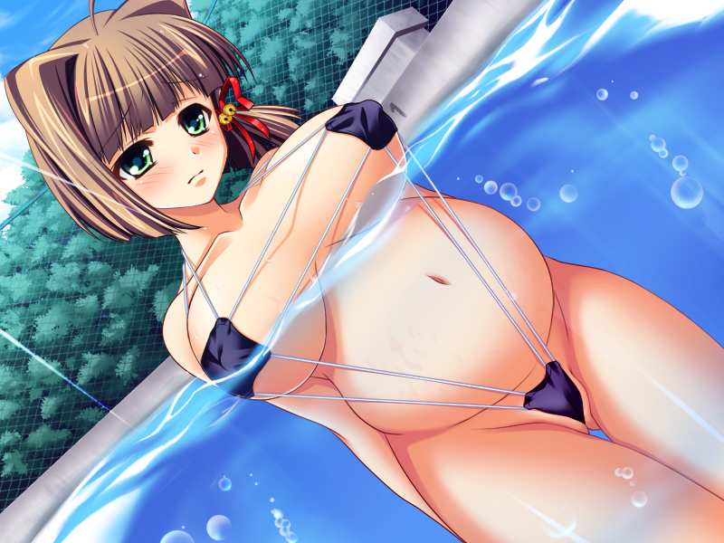 seito kaichou hikaru、ayatsuji yuki 1名女孩 呆毛 铃铛 比基尼 脸红
