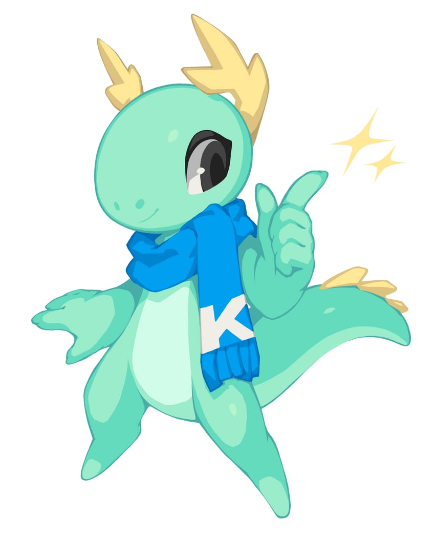KDE (桌面环境)、kori (kde) 性别不明 鹿角 黑瞳 蓝色围巾 龙