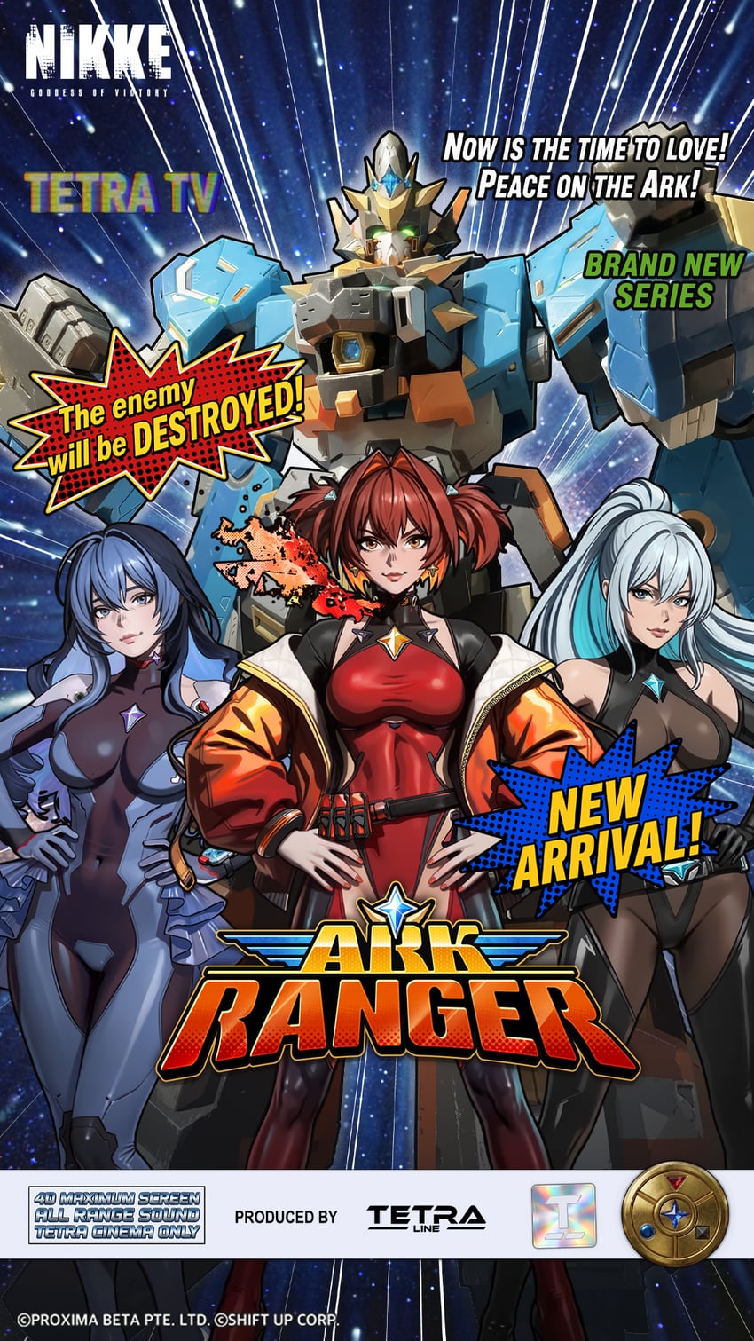 胜利女神：妮姬、ark ranger black (nikke)、ark ranger blue (nikke) 3人女子 黑色连体衣 黑发 蓝紧身衣 蓝发