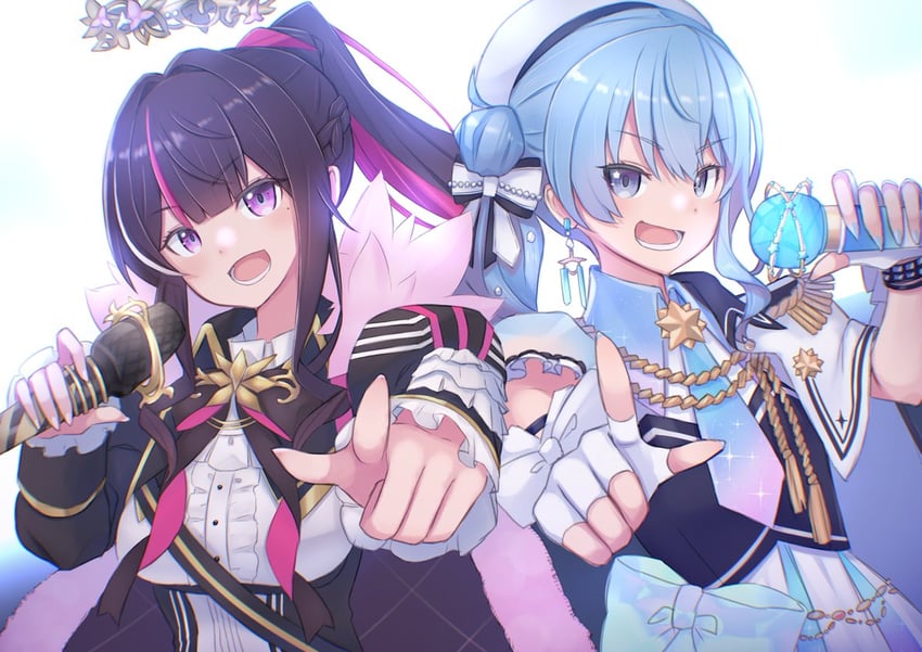Hololive、AZKi、AZKi (首席歌姬) (Hololive) 2名女孩 饰绪 不对称鬓发 贝雷帽 黑色披肩