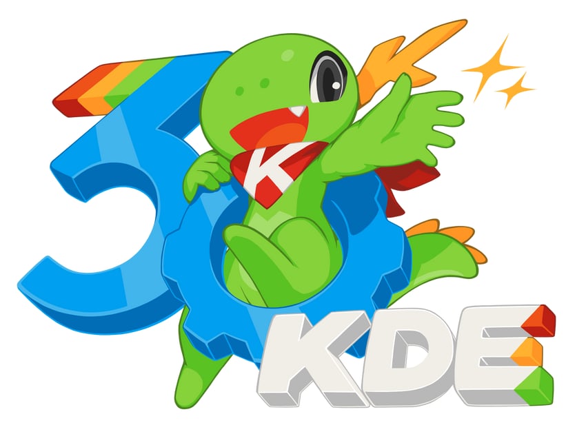 KDE (桌面环境)、konqi 1名女孩 周年纪念 鹿角 黑瞳 龙