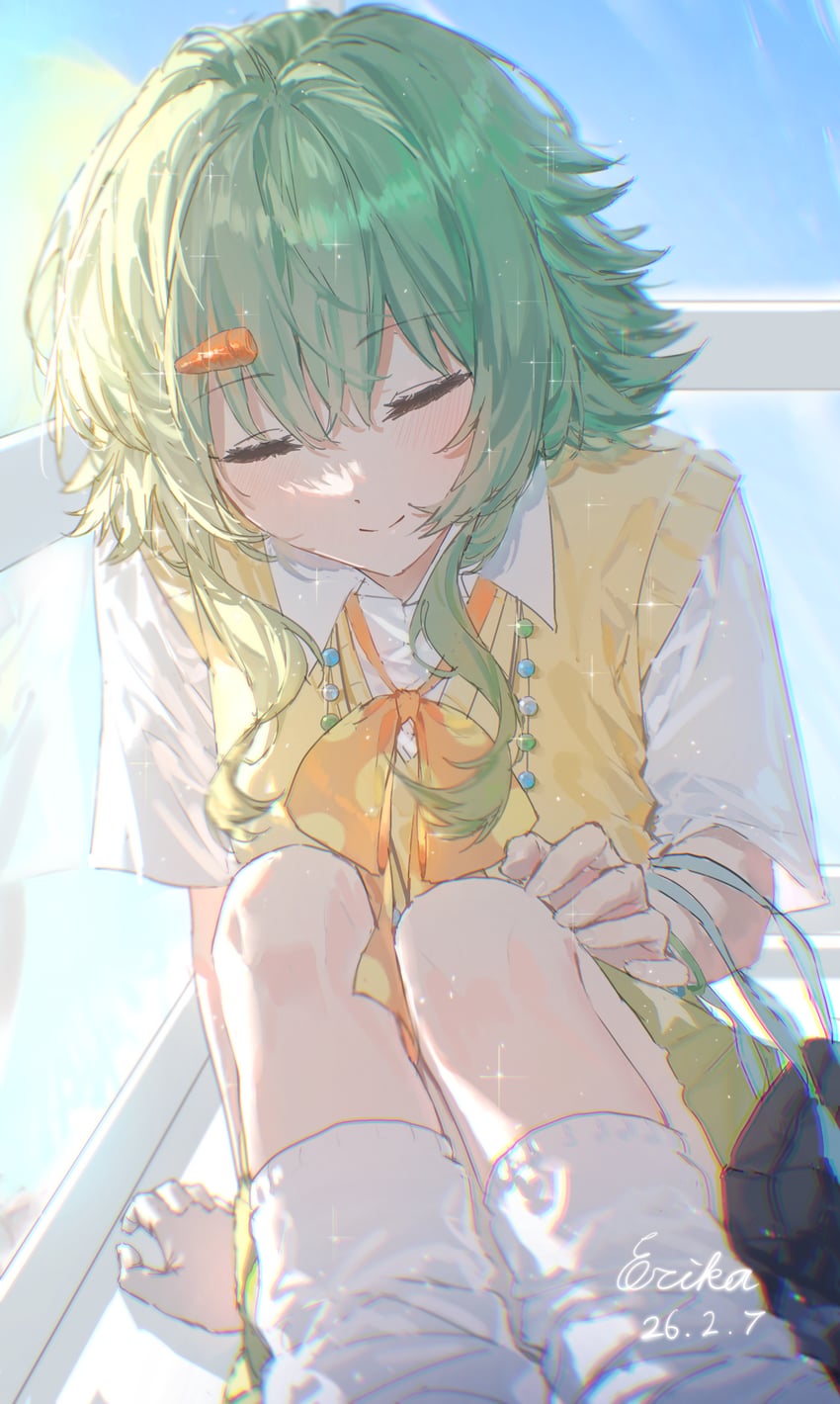 我等不及了、VOCALOID、GUMI 1名女孩 作者名 珠子项链 珠子 蝴蝶结