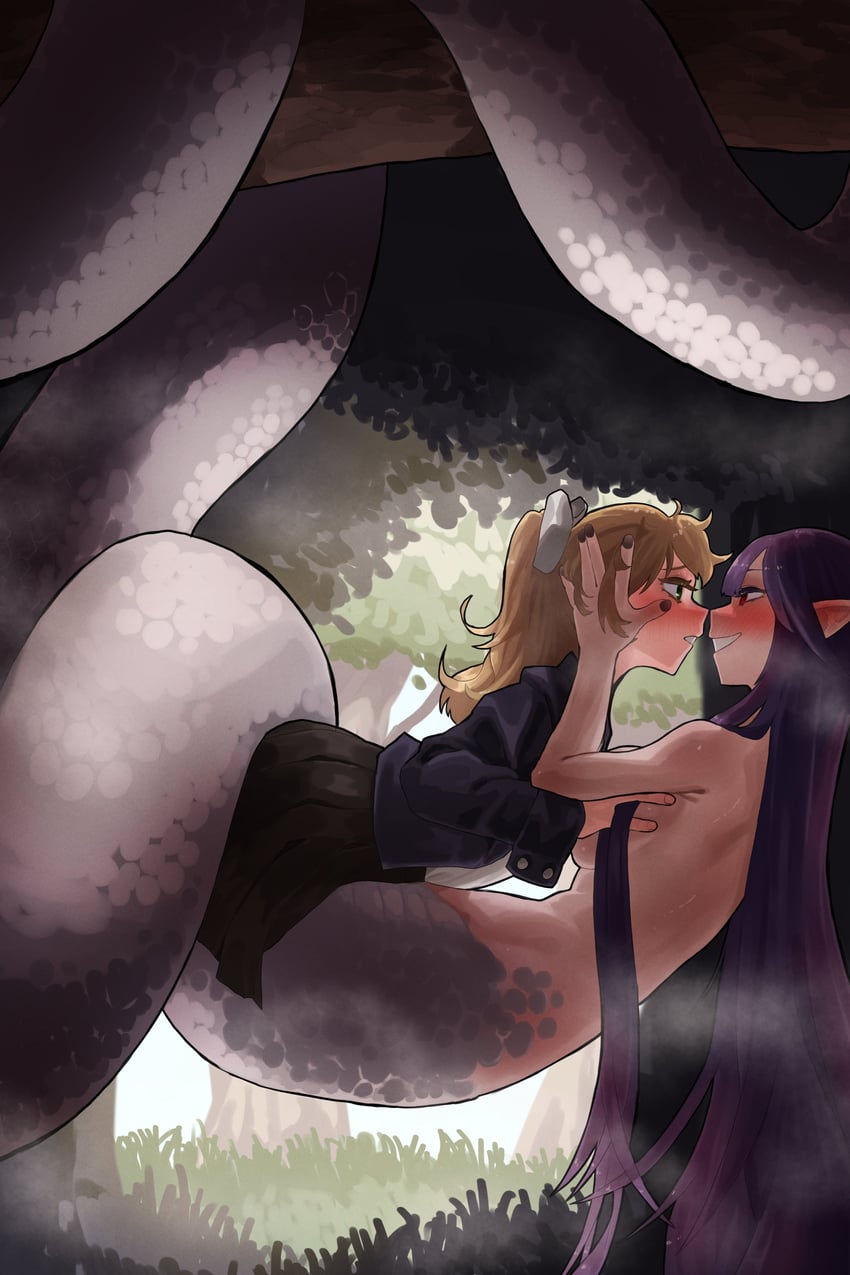 原创 2名女孩 黑色指甲 金发 脸红 蝴蝶结