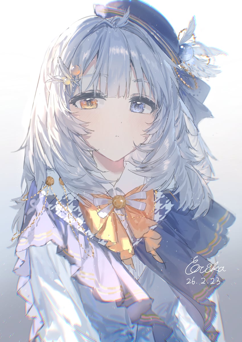 原创、黑蝙蝠 1名女孩 蓝眼 蝴蝶结 蝶形领结 闭嘴