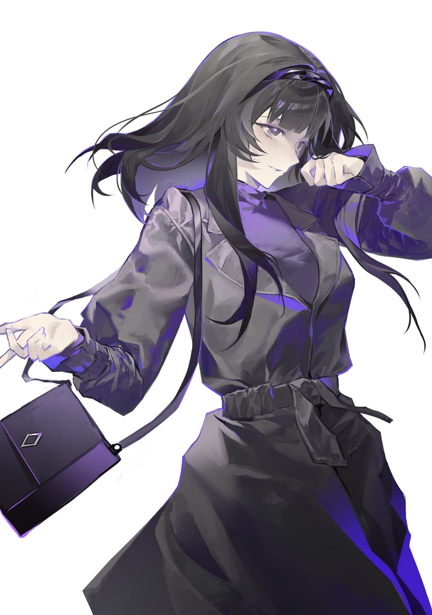 明日方舟、普瑞赛斯 (明日方舟) 1名女孩 替换服装 包 黑包 黑色大衣