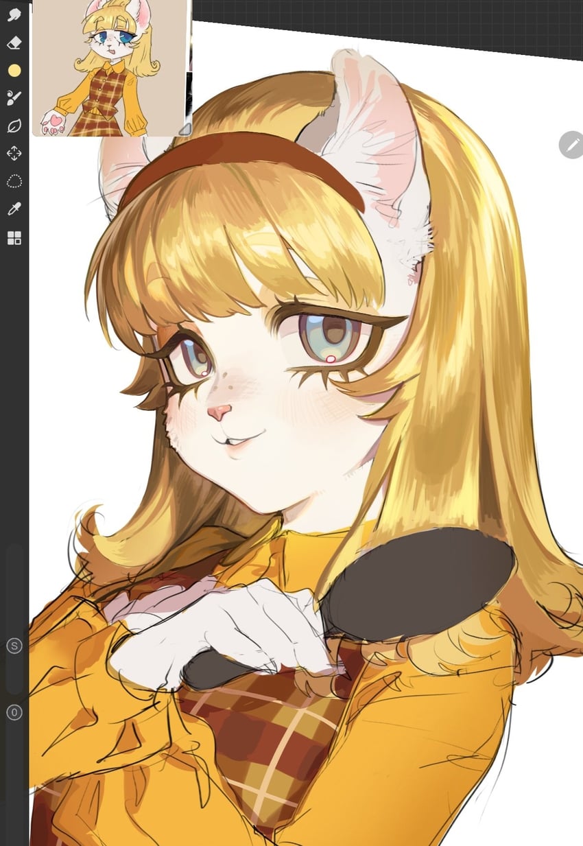原创 1名女孩 猫脸笑 兽耳毛 兽耳 动物鼻子