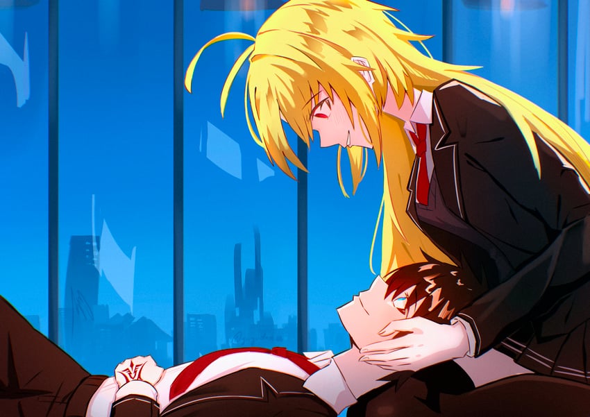 Fate/Grand Order、Fate系列、爱尔奎特 (地球姬) 1名男孩 1名女孩 呆毛 黑发 黑色夹克