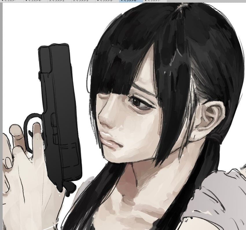 原创 1名女孩 卧蚕 画框中的绘图软件 黑瞳 黑发