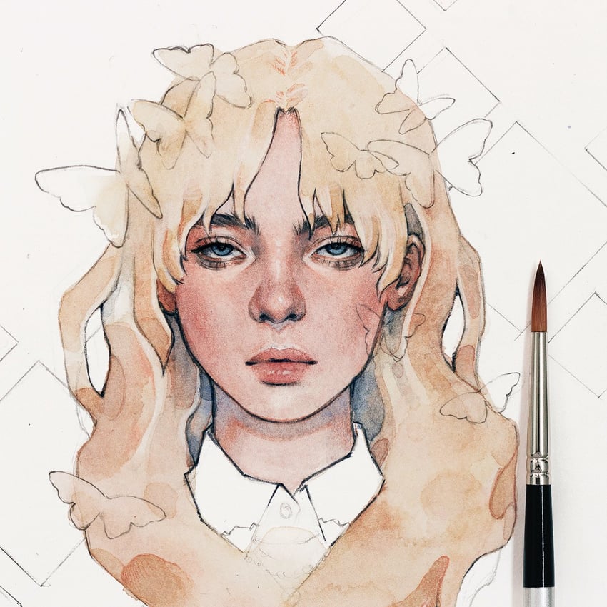 原创、现实生活、比莉·艾利什 1名女孩 黑发 虫子 蝴蝶 长发