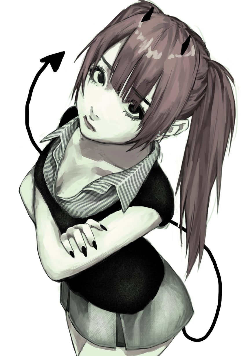 原创 1名女孩 黑瞳 黑色指甲 黑衬衫 乳房
