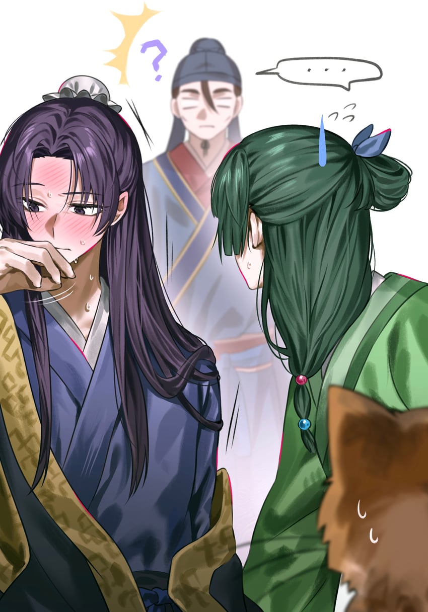 药屋少女的呢喃、高顺（药师少女的独语）、壬氏（药屋少女的呢喃） ... 1名女孩 2个男孩 问号 蓝色汉服
