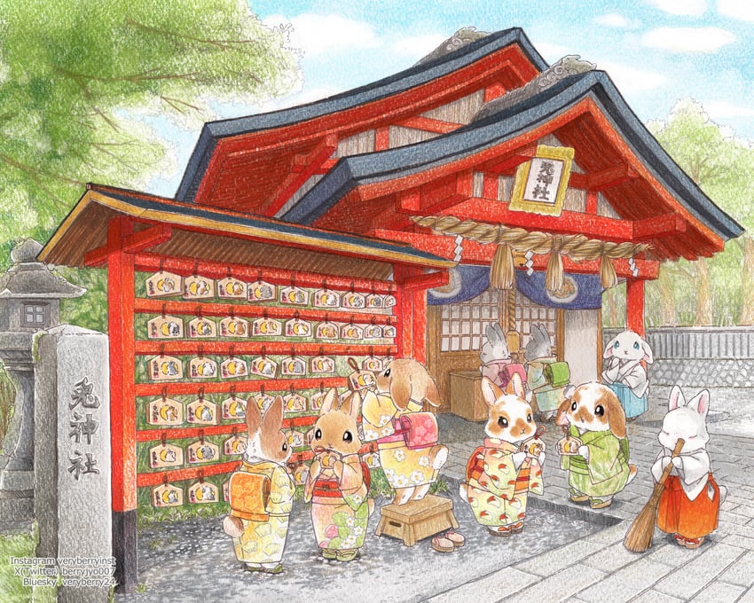 原创 6人以上 蓝眼 蓝色袴 盒子 扫帚