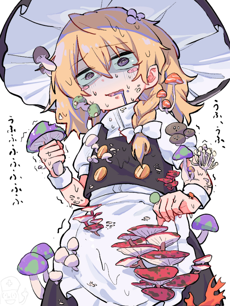 东方Project、雾雨魔理沙、八意 1名女孩 @_@ 围裙 黑色裙子 黑色马甲