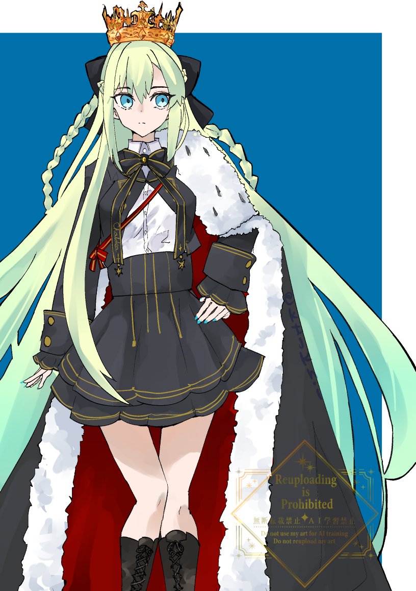 Fate/Grand Order、Fate系列、摩根勒菲 (Fate) 1名女孩 黑色蝴蝶结 蓝眼 蓝色指甲 蝴蝶结