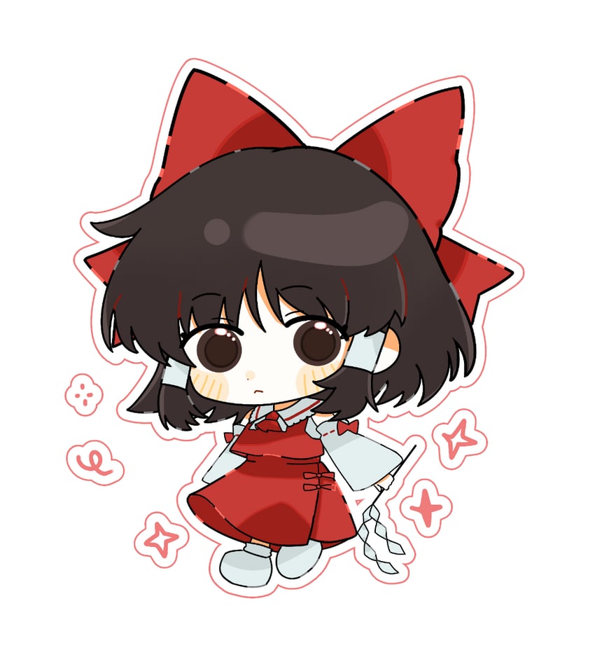 东方红魔乡、东方Project、博丽灵梦 1名女孩 :< 阿斯科特领巾 蝴蝶结 棕眼睛