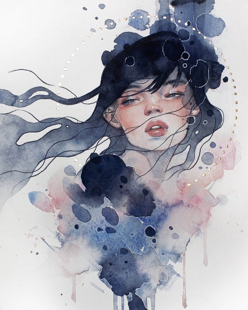 原创 1名女孩 长发 向侧面看 肖像 单人