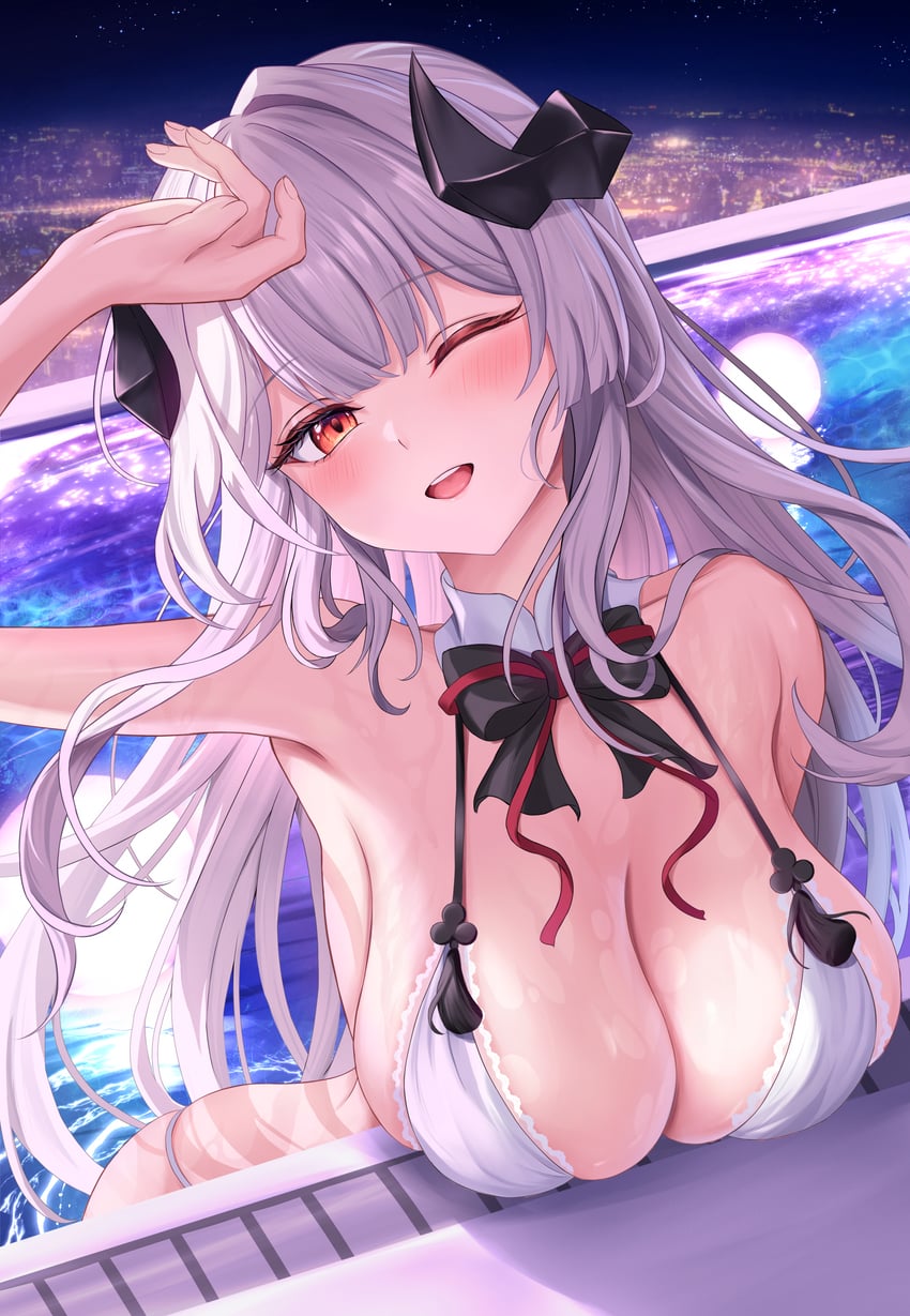 史黛拉·索拉、Virigia (Stella Sora) 1名女孩 举手 腋下 比基尼 脸红