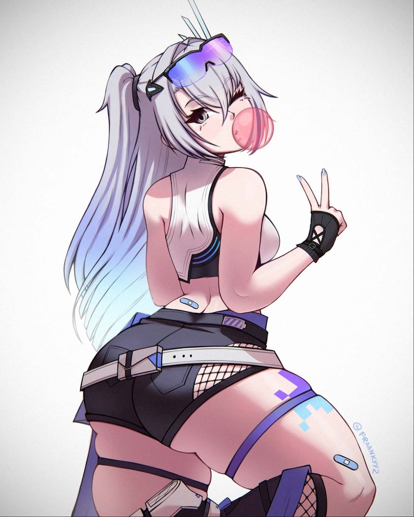 崩坏：星穹铁道、崩坏系列、银狼 (崩坏：星穹铁道) 1名女孩 屁股 创可贴 背部创可贴 腿上的创可贴